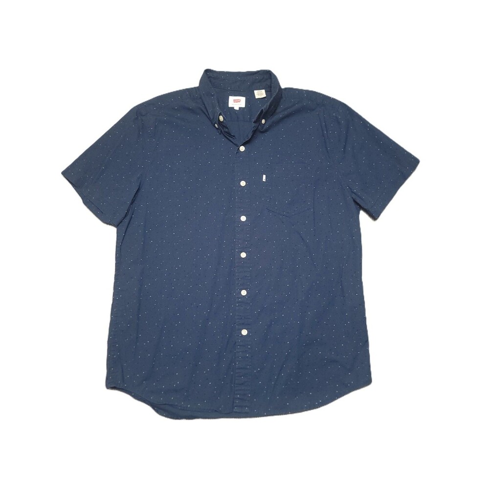 Levi’s Short Sleeve Button Down Shirt Men's L Navy Speckle Pocket Cotton